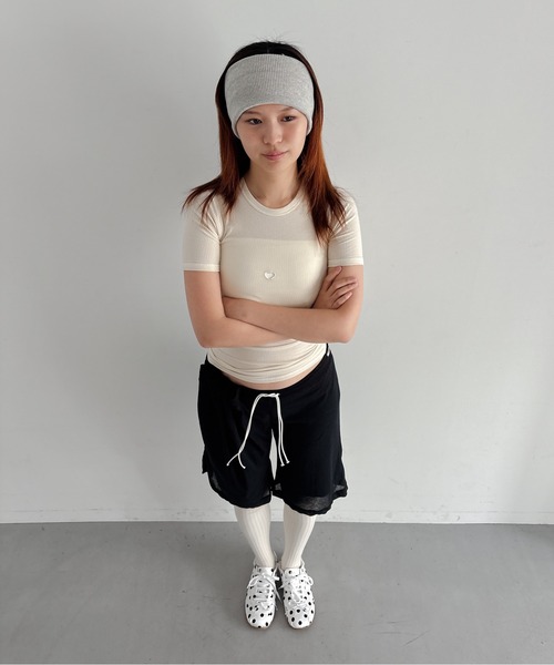 baserange ハートtシャツ Heart Tee Shirt in Undyed | Fine organic cotton rib | Baserange