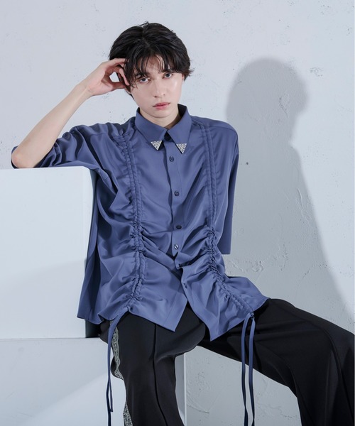 Ellno Loset(エルノロゼット)の「フロントドロストルーズシャツ(シャツ/ブラウス・メンズ・ブルーグレー/ブラック・SMALL/MEDIUM/LARGE)」の5枚目の写真