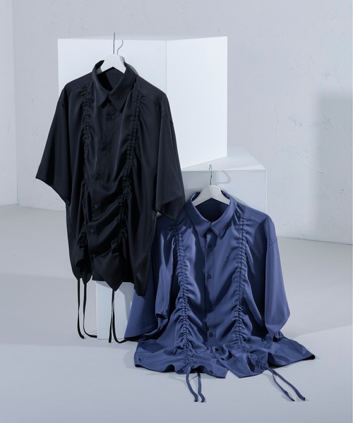 Ellno Loset(エルノロゼット)の「フロントドロストルーズシャツ(シャツ/ブラウス・メンズ・ブルーグレー/ブラック・SMALL/MEDIUM/LARGE)」の8枚目の写真