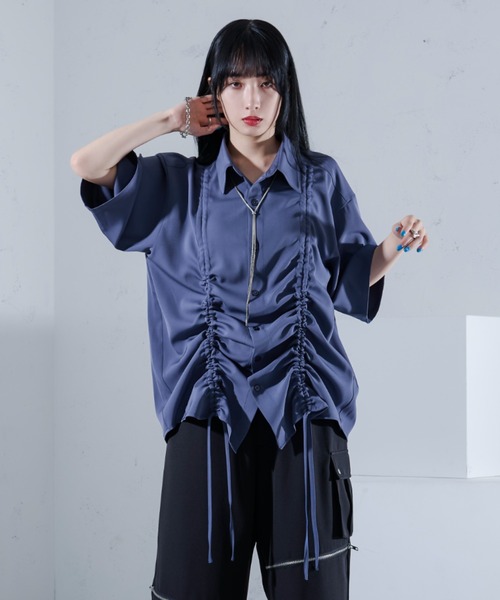 Ellno Loset(エルノロゼット)の「フロントドロストルーズシャツ(シャツ/ブラウス・メンズ・ブルーグレー/ブラック・SMALL/MEDIUM/LARGE)」の9枚目の写真