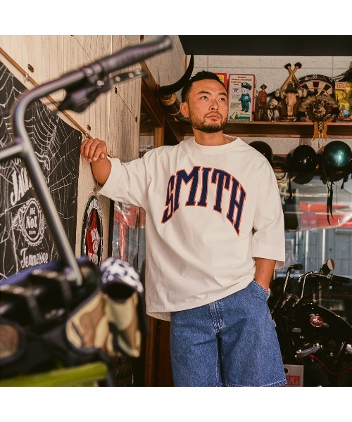Sunny Smith(サニースミス)の「【サニースミス/sunnysmith】11.6ウルトラヘビーオンスHeavy Smith School Logo SS Tee(CP)(Tシャツ/カットソー・メンズ・オフホワイト/レッド/チャコール/ネイビー・FREE)」の10枚目の写真