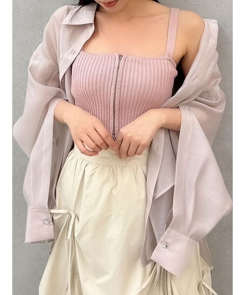 dazzlin（ダズリン）の「ダブルジップリブニットビスチェ（ニット/セーター・レディース・ベージュ/パープル/チャコールグレー/イエロー/ピンク・FREE）」の5枚目の写真