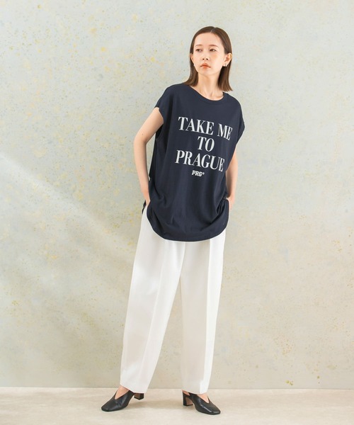 CHIGNON（シニヨン）の「CHIGNON　段ロゴフレンチTシャツ（Tシャツ/カットソー・レディース・ネイビー/ホワイト・FREE）」の5枚目の写真