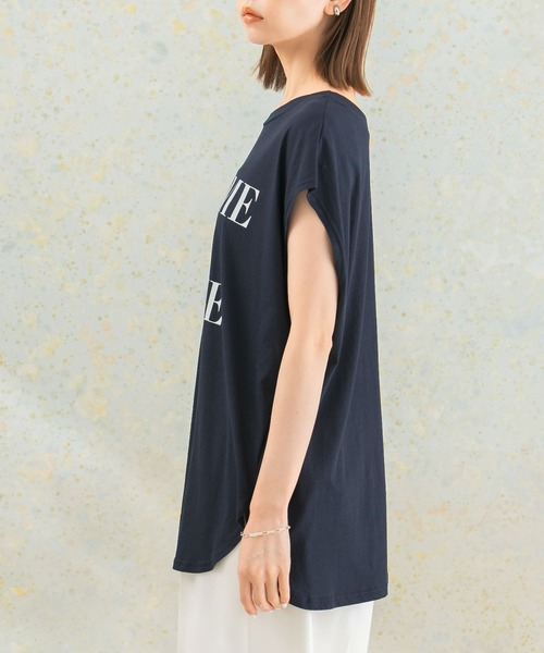 CHIGNON（シニヨン）の「CHIGNON　段ロゴフレンチTシャツ（Tシャツ/カットソー・レディース・ネイビー/ホワイト・FREE）」の7枚目の写真