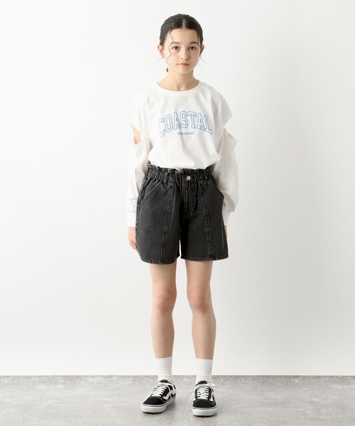 GLOBAL WORK（グローバルワーク）の「ヘビロッTEE/肩あき長袖/115746（Tシャツ/カットソー・キッズ・ブラック/オフホワイト/ライトグレー・130cm/140cm/150cm/160cm）」の4枚目の写真