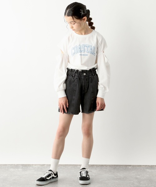 GLOBAL WORK（グローバルワーク）の「ヘビロッTEE/肩あき長袖/115746（Tシャツ/カットソー・キッズ・ブラック/オフホワイト/ライトグレー・130cm/140cm/150cm/160cm）」の5枚目の写真