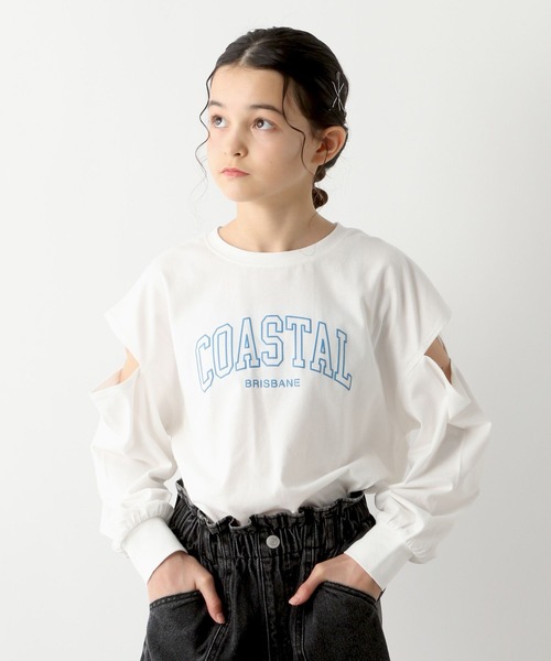 GLOBAL WORK（グローバルワーク）の「ヘビロッTEE/肩あき長袖/115746（Tシャツ/カットソー・キッズ・ブラック/オフホワイト/ライトグレー・130cm/140cm/150cm/160cm）」の6枚目の写真