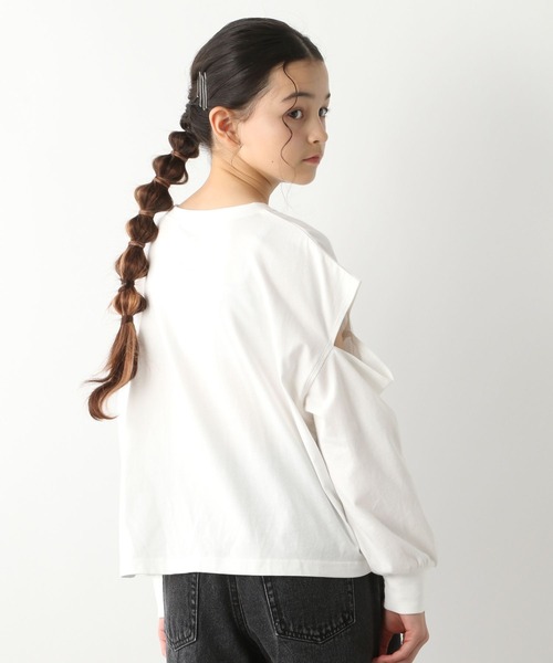 GLOBAL WORK（グローバルワーク）の「ヘビロッTEE/肩あき長袖/115746（Tシャツ/カットソー・キッズ・ブラック/オフホワイト/ライトグレー・130cm/140cm/150cm/160cm）」の8枚目の写真