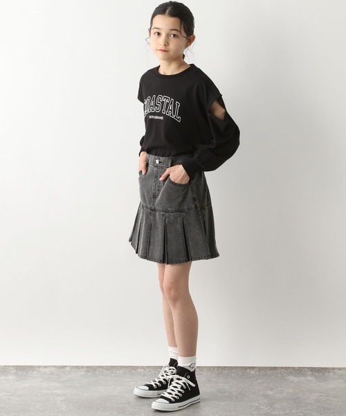 GLOBAL WORK（グローバルワーク）の「ヘビロッTEE/肩あき長袖/115746（Tシャツ/カットソー・キッズ・ブラック/オフホワイト/ライトグレー・130cm/140cm/150cm/160cm）」の9枚目の写真