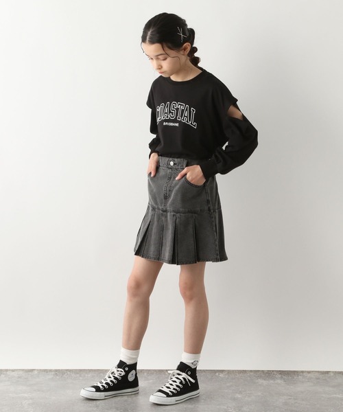 GLOBAL WORK（グローバルワーク）の「ヘビロッTEE/肩あき長袖/115746（Tシャツ/カットソー・キッズ・ブラック/オフホワイト/ライトグレー・130cm/140cm/150cm/160cm）」の10枚目の写真