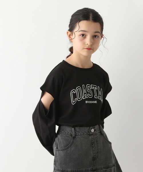 GLOBAL WORK（グローバルワーク）の「ヘビロッTEE/肩あき長袖/115746（Tシャツ/カットソー・キッズ・ブラック/オフホワイト/ライトグレー・130cm/140cm/150cm/160cm）」の12枚目の写真