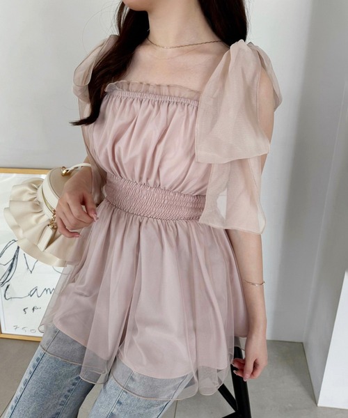 one after another NICE CLAUP（ワンアフターアナザーナイスクラップ）の「リボン取り外し可/ビスチェチュニック（キャミソール・レディース・アイボリー/チャコールグレー/ブラック系その他/ピンク系その他・FREE）」の14枚目の写真