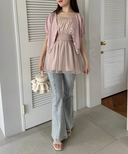 one after another NICE CLAUP（ワンアフターアナザーナイスクラップ）の「リボン取り外し可/ビスチェチュニック（キャミソール・レディース・アイボリー/チャコールグレー/ブラック系その他/ピンク系その他・FREE）」の21枚目の写真