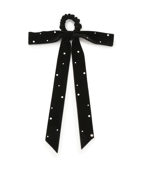 SNIDEL（スナイデル）の「ビジューベロアリボンシュシュ（シュシュ・レディース・グレー/ブラック・FREE）」の2枚目の写真