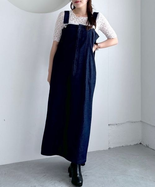 mysty woman（ミスティウーマン）の「太ストラップデニムジャンスカ 140864（ジャンパースカート・レディース・ネイビー/ブラック・FREE）」の18枚目の写真