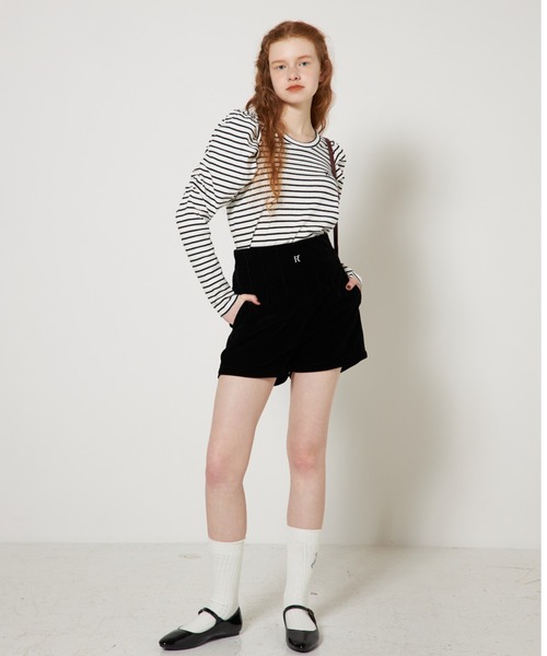RUBY AND YOU（ルビーアンドユー）の「ボーダーパフカットソー（Tシャツ/カットソー・レディース・ブラック・FREE）」の2枚目の写真