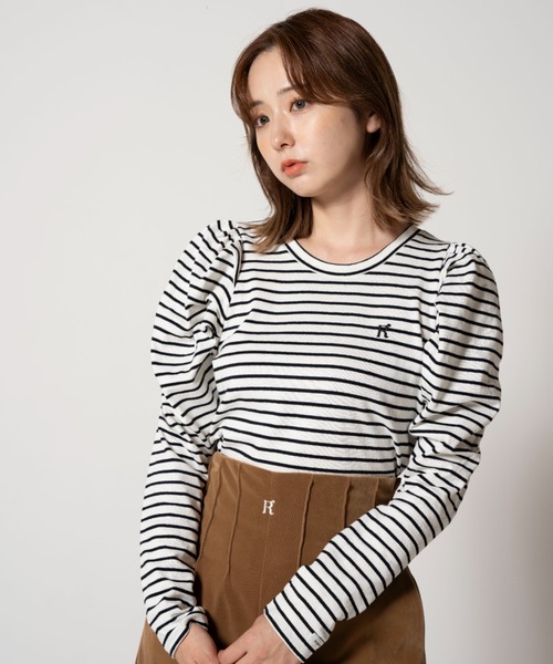 RUBY AND YOU（ルビーアンドユー）の「ボーダーパフカットソー（Tシャツ/カットソー・レディース・ブラック・FREE）」の6枚目の写真