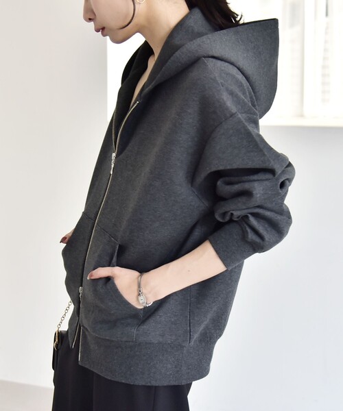 quaranciel:〈洗濯機可能〉ポンチ ダブルジップ スウェット パーカー