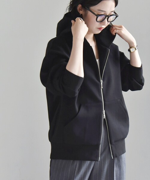 quaranciel:〈洗濯機可能〉ポンチ ダブルジップ スウェット パーカー