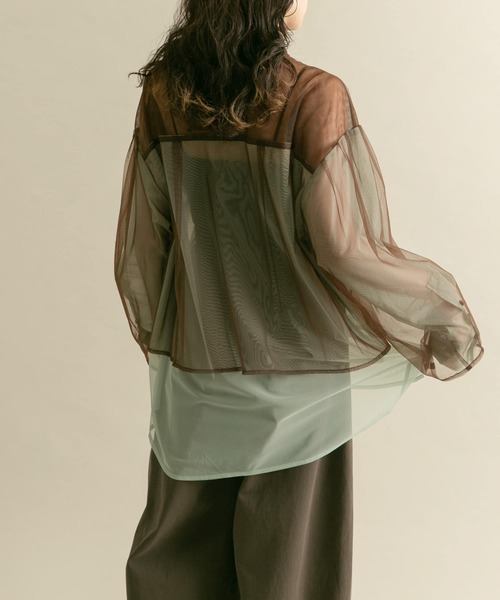 KBF（ケイビーエフ）の「レイヤードシアーシャツ（シャツ/ブラウス・レディース・ブラウン系その他/ブルー系その他/グリーン系その他・ONE）」の5枚目の写真