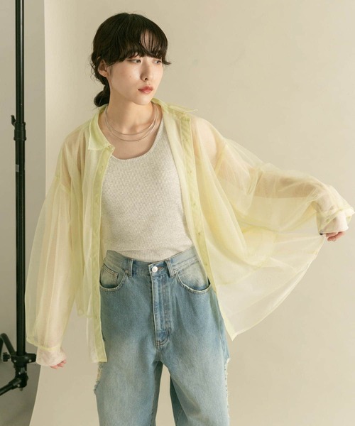 KBF（ケイビーエフ）の「レイヤードシアーシャツ（シャツ/ブラウス・レディース・ブラウン系その他/ブルー系その他/グリーン系その他・ONE）」の14枚目の写真