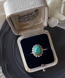 【mallelabrocante/マルラブロカント】サージカルステンレス アマゾナイトとヴィンテージパールのオーバルリング/金属アレルギー対応