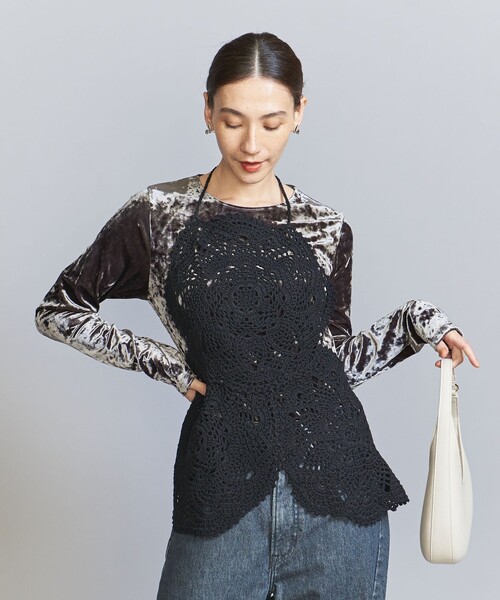 BEAUTY&YOUTH UNITED ARROWS(ビューティーアンドユースユナイテッドアローズ)の「クロシェ ホルターネック ベスト(ニット/セーター・レディース・ホワイト/ブラック・FREE)」の5枚目の写真