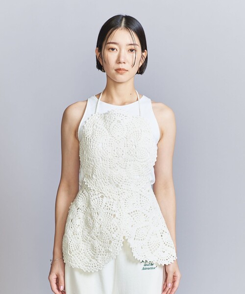BEAUTY&YOUTH UNITED ARROWS(ビューティーアンドユースユナイテッドアローズ)の「クロシェ ホルターネック ベスト(ニット/セーター・レディース・ホワイト/ブラック・FREE)」の3枚目の写真