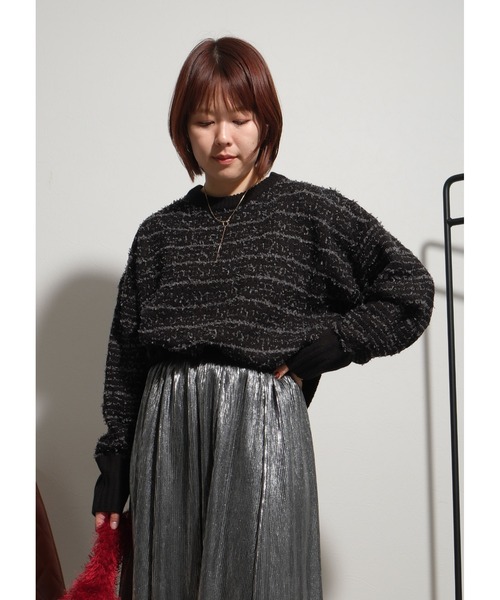 palm RICHE(ポームリシュ)の「バタフライヤーンボーダーニット(ニット/セーター・レディース・オフホワイト/ブラック/レッド・M)」の18枚目の写真