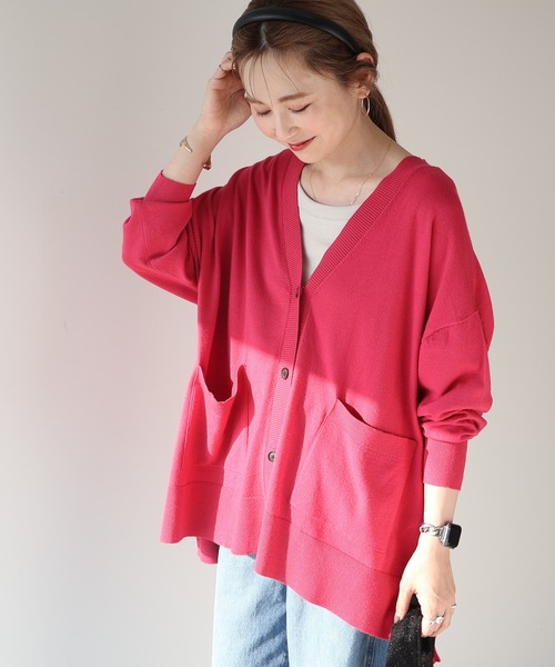 AMERICAN HOLIC（アメリカンホリック）の「バイパチVネックワイドニットカーディガン（カーディガン/ボレロ・レディース・ブラック/アイボリー/ブルー/杢グレー/ピンク・M/L）」の14枚目の写真