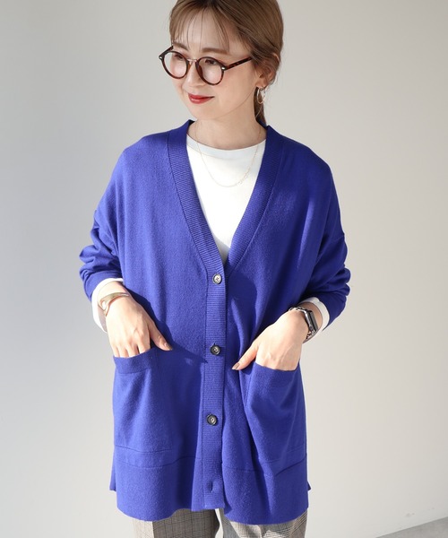 AMERICAN HOLIC（アメリカンホリック）の「バイパチVネックワイドニットカーディガン（カーディガン/ボレロ・レディース・ブラック/アイボリー/ブルー/杢グレー/ピンク・M/L）」の21枚目の写真