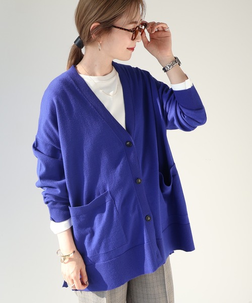 AMERICAN HOLIC（アメリカンホリック）の「バイパチVネックワイドニットカーディガン（カーディガン/ボレロ・レディース・ブラック/アイボリー/ブルー/杢グレー/ピンク・M/L）」の19枚目の写真