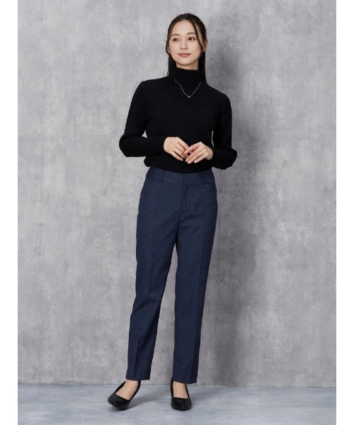 Perfect Suit FActory（パーフェクトスーツファクトリー）の「デレガントスーツ　ミニチェック　テーパードパンツ　ネイビー/ブラウン【マシンウォッシャブル】 【スリム】【ストレッチ】（スーツパンツ・レディース・ネイビー/ブラウン・11号/13号/7号/9号）」の13枚目の写真