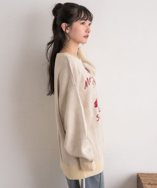 RETRO GIRL（レトロガール）の「【UNISEX】carモチーフNT（ニット/セーター・レディース・ベージュ/ブラック/ナチュラル・FREE）」の12枚目の写真