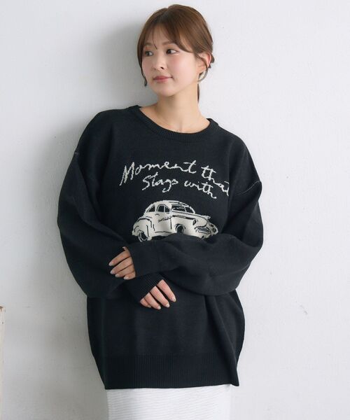 RETRO GIRL（レトロガール）の「【UNISEX】carモチーフNT（ニット/セーター・レディース・ベージュ/ブラック/ナチュラル・FREE）」の19枚目の写真