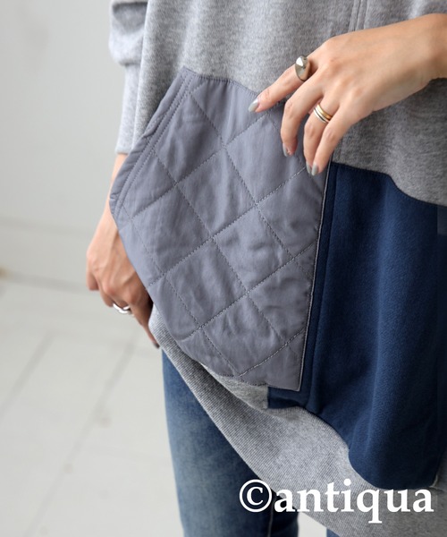 antiqua(アンティカ)の「ポケットカラートップス(スウェット・レディース・グレー/ブラック・ONESIZE)」の9枚目の写真