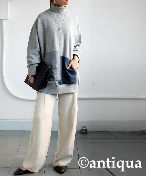 antiqua(アンティカ)の「ポケットカラートップス(スウェット・レディース・グレー/ブラック・ONESIZE)」の12枚目の写真