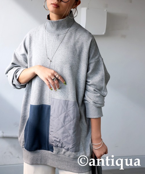 antiqua(アンティカ)の「ポケットカラートップス(スウェット・レディース・グレー/ブラック・ONESIZE)」の11枚目の写真