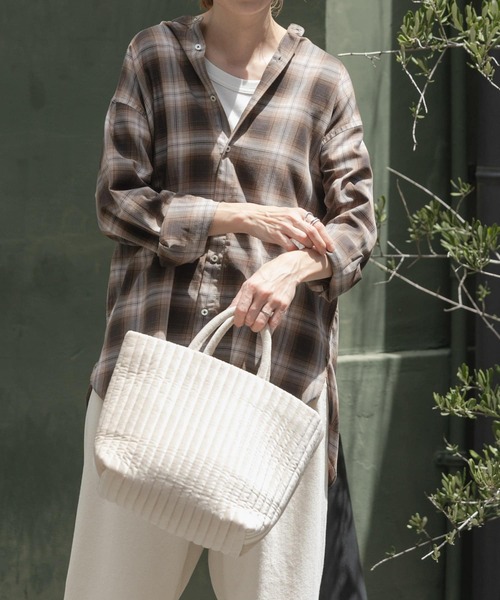 FORK&SPOON(フォークアンドスプーン)の「FORK&SPOON コットンウールチェックシャツ(シャツ/ブラウス・レディース・ブラウン/グレー・1)」の4枚目の写真