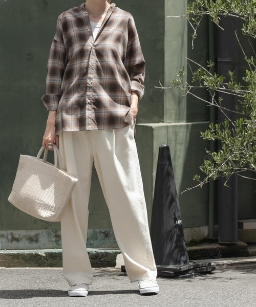 FORK&SPOON(フォークアンドスプーン)の「FORK&SPOON コットンウールチェックシャツ(シャツ/ブラウス・レディース・ブラウン/グレー・1)」の9枚目の写真