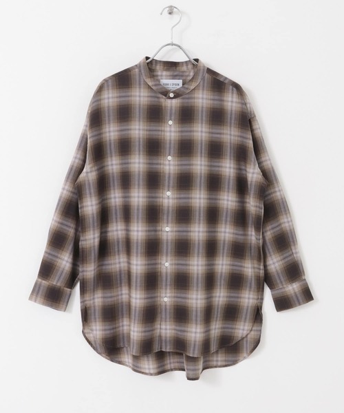 FORK&SPOON(フォークアンドスプーン)の「FORK&SPOON コットンウールチェックシャツ(シャツ/ブラウス・レディース・ブラウン/グレー・1)」の22枚目の写真