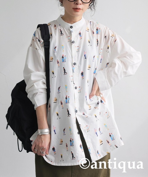 antiqua　人柄シャツ antiqua 人柄シャツ シャツ レディース トップス 長袖 送料無料