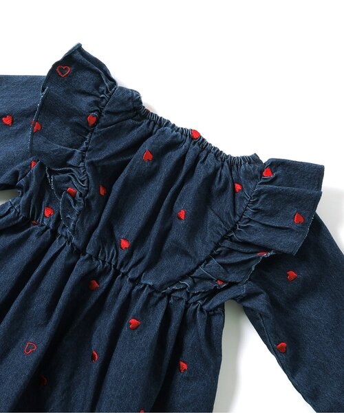 apres les cours（アプレレクール）の「【リンク・WEB限定】ハート・デイジー刺繍チュニック（チュニック・キッズ・アイボリー/インディゴブルー・80/90/100/110/120/130/140）」の19枚目の写真