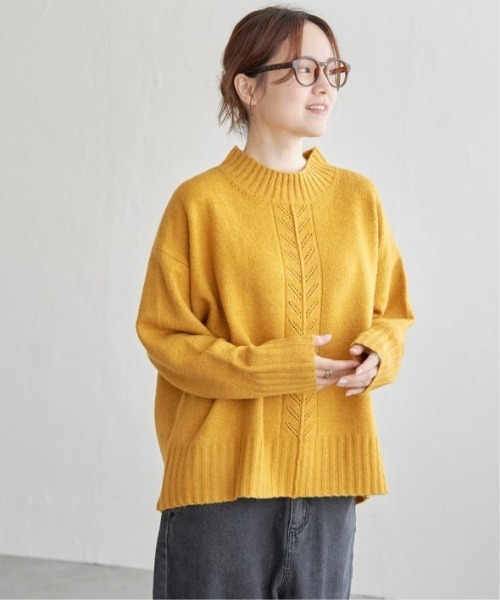 LBC（エルビーシー）の「透かし柄バックスリットニット（ニット/セーター・レディース・オフホワイト/ブルー/ライトグレー/マスタード/ミント/パープル・M）」の14枚目の写真