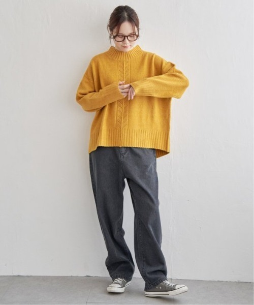 LBC（エルビーシー）の「透かし柄バックスリットニット（ニット/セーター・レディース・オフホワイト/ブルー/ライトグレー/マスタード/ミント/パープル・M）」の15枚目の写真