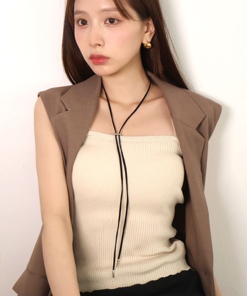 CEMONEMO(セモネモ)の「スライド コード チョーカー(チョーカー・レディース・ブラック・FREE)」の2枚目の写真