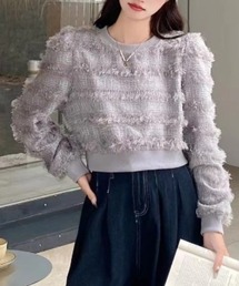 ショート丈　フリンジトップス/TOPS