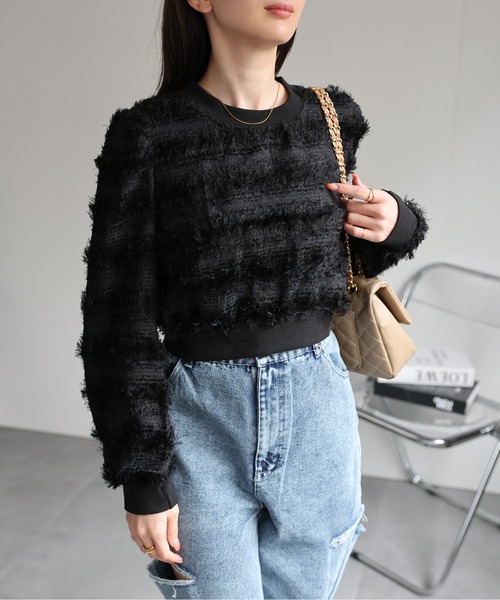 セール】ショート丈 フリンジトップス/TOPS（その他トップス