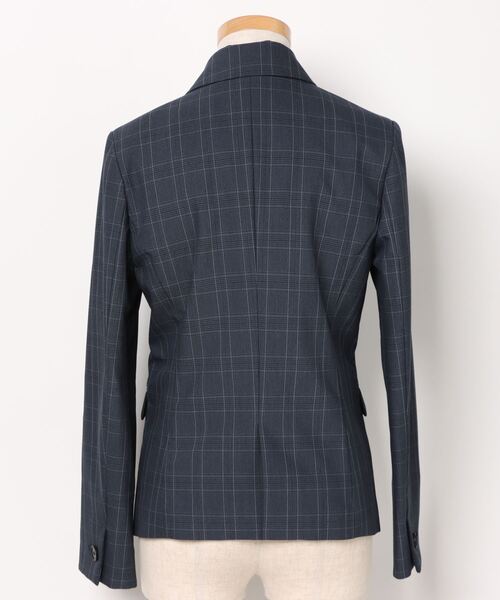 m.f.editorial（エムエフエディトリアル）の「【表地ストレッチ ウォッシャブル】m.f.エディトリアル レディース ウール調チェック柄 1ボタンジャケット 紺(セットアップ可能)（スーツジャケット・レディース・ネイビー・X-LARGE/LARGE/MEDIUM/S）」の3枚目の写真