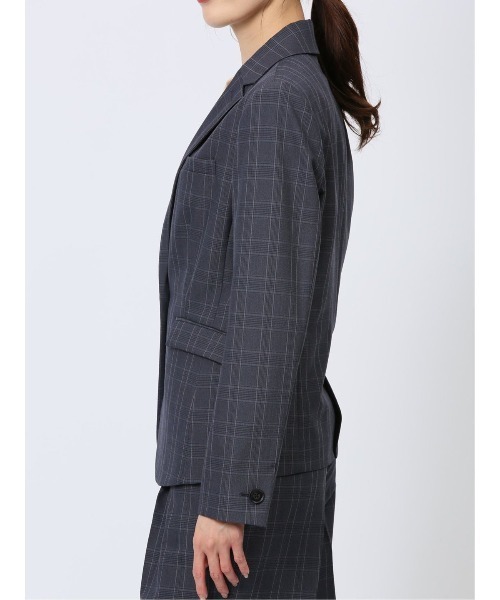 m.f.editorial（エムエフエディトリアル）の「【表地ストレッチ ウォッシャブル】m.f.エディトリアル レディース ウール調チェック柄 1ボタンジャケット 紺(セットアップ可能)（スーツジャケット・レディース・ネイビー・X-LARGE/LARGE/MEDIUM/S）」の10枚目の写真